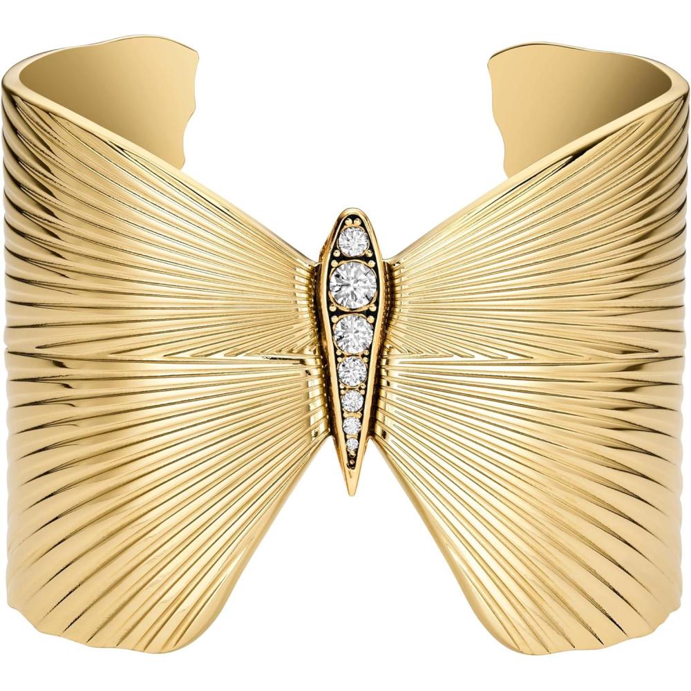 imageFossil Womens Stainless Steel GoldTone Bangle BraceletButterfly Cuff