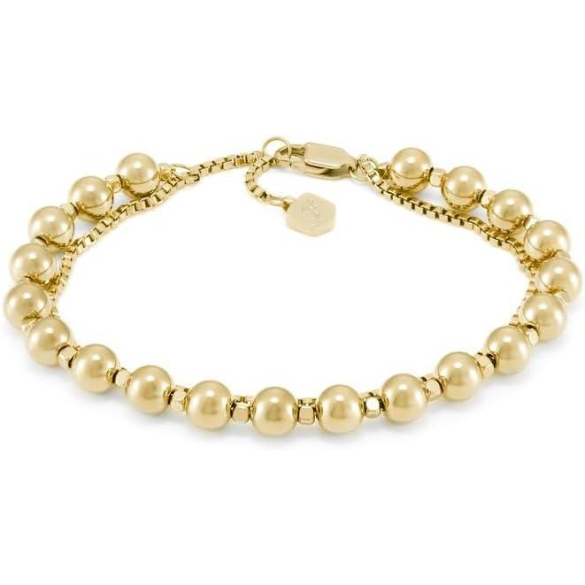 imageFossil Womens Stainless Steel GoldTone Beaded BraceletGold Beaded