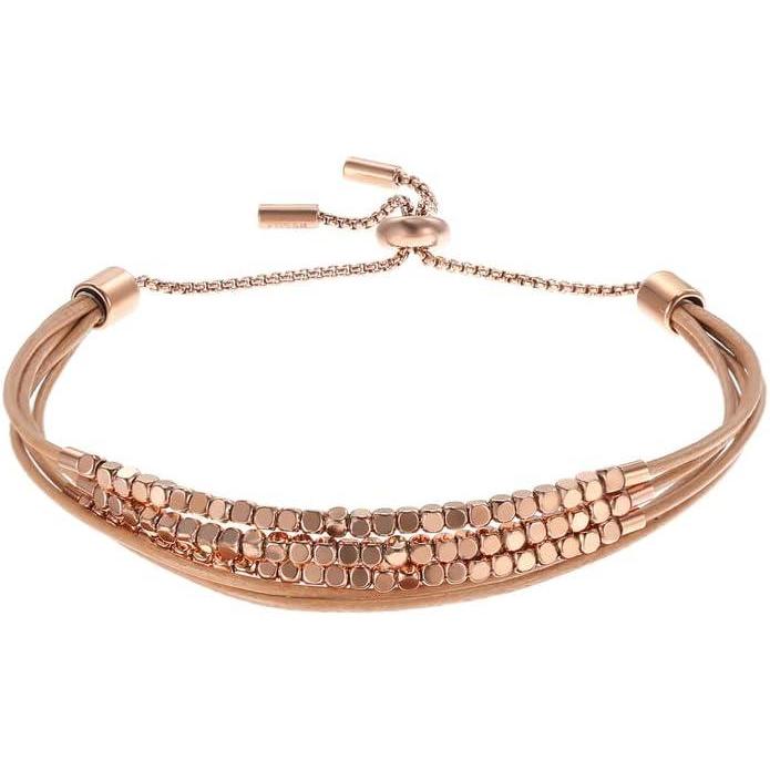 imageFossil Womens Stainless Steel and Genuine Leather Bracelet for WomenRose Gold Beaded