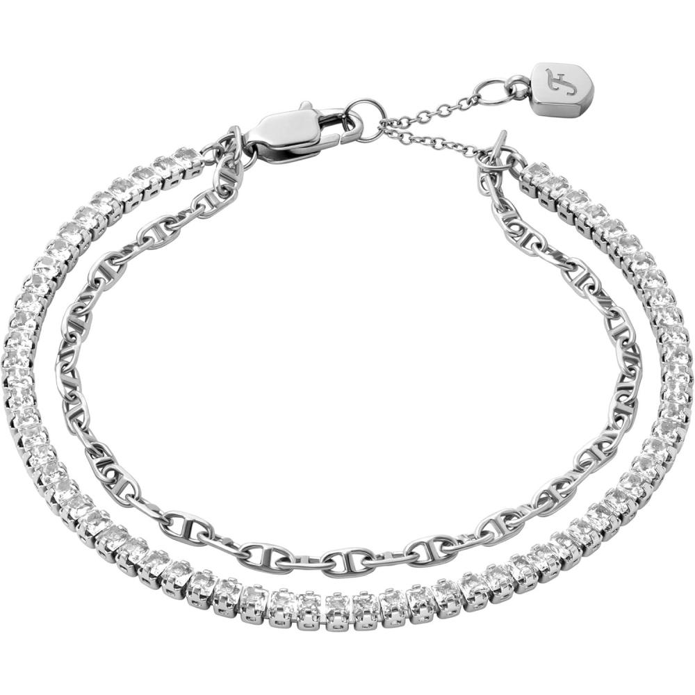 imageFossil Womens Sterling Silver or SilverTone Stainless Steel Chain Bracelet for WomenHeritage Chain