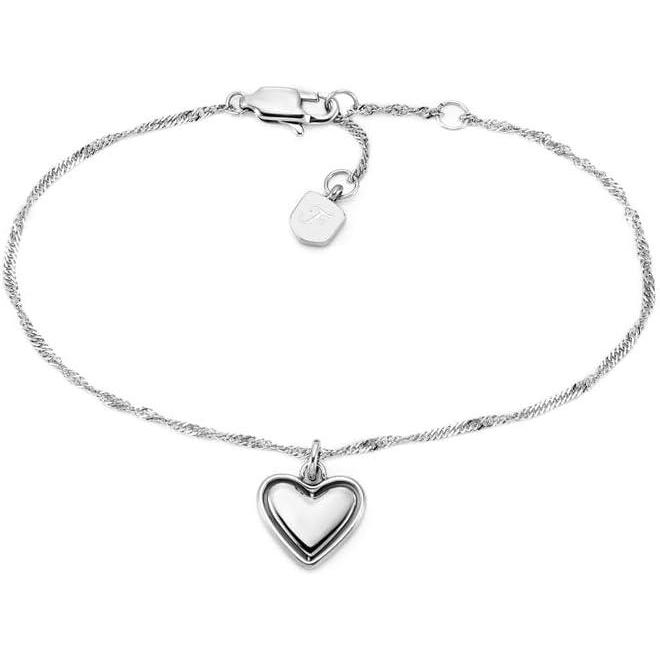 imageFossil Womens Sterling Silver or SilverTone Stainless Steel Chain Bracelet for WomenSilver Heart Chain