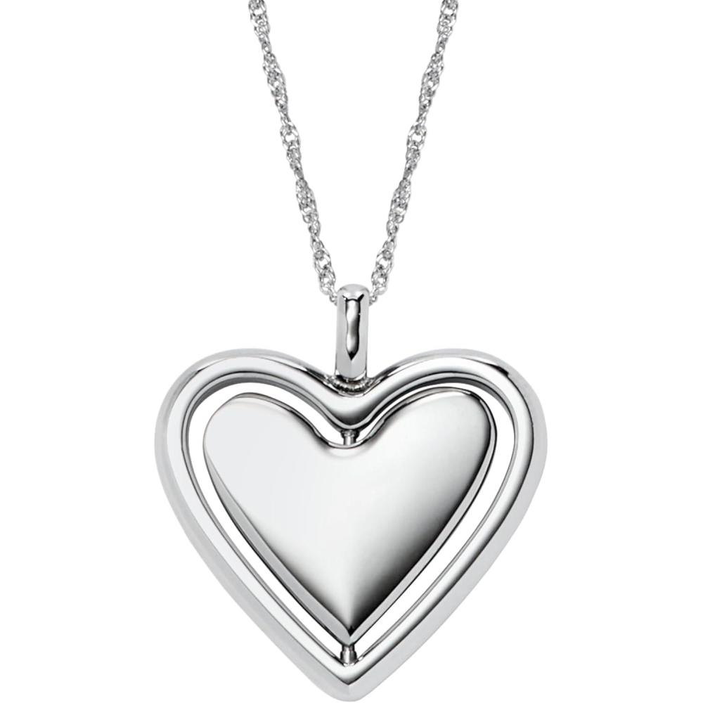 imageFossil Womens Sterling Silver or SilverTone Stainless Steel Pendant Chain Necklace for WomenSilver Heart Pendant