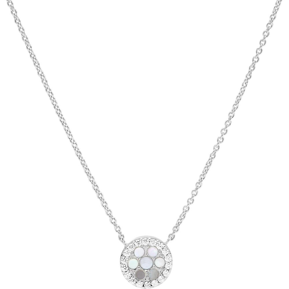 imageFossil Womens Sterling Silver or SilverTone Stainless Steel Pendant Chain Necklace for WomenSilver Mosaic Disc