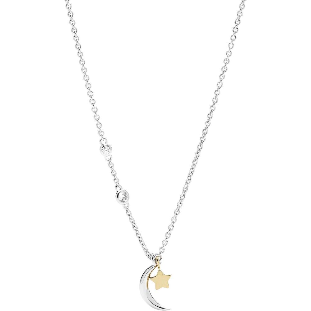 imageFossil Womens Sterling Silver or SilverTone Stainless Steel Pendant Chain Necklace for WomenSilver Star Moon