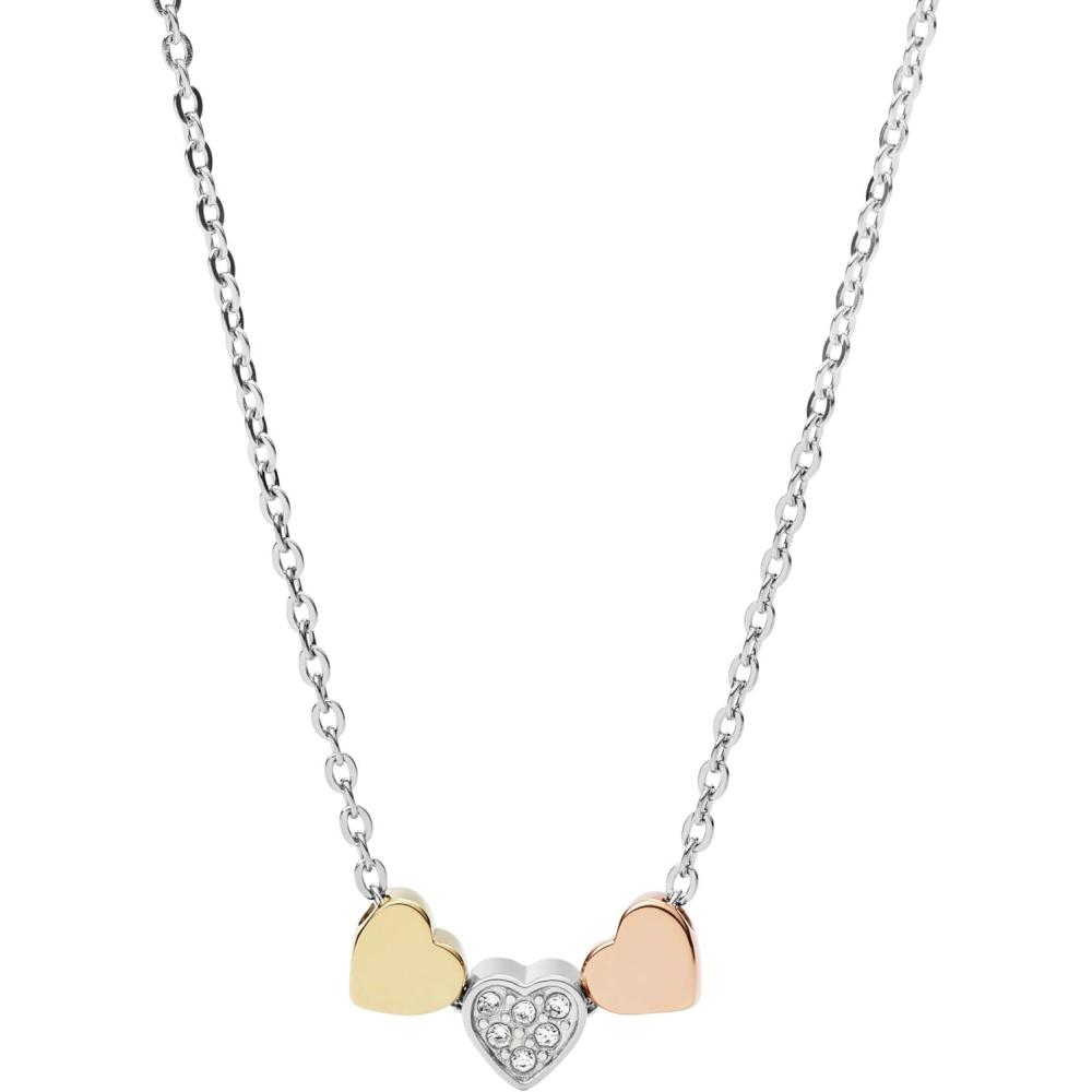 imageFossil Womens Sterling Silver or SilverTone Stainless Steel Pendant Chain Necklace for WomenSilver TriTone Heart