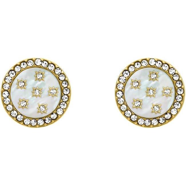 imageFossil Womens Sterling Silver or Stainless Steel Stud Earrings for WomenGold Classic MOP Disc