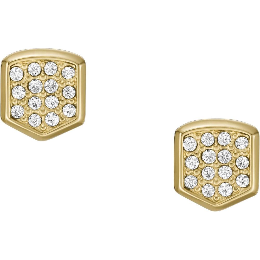 imageFossil Womens Sterling Silver or Stainless Steel Stud Earrings for WomenGold Glitz Heritage Crest