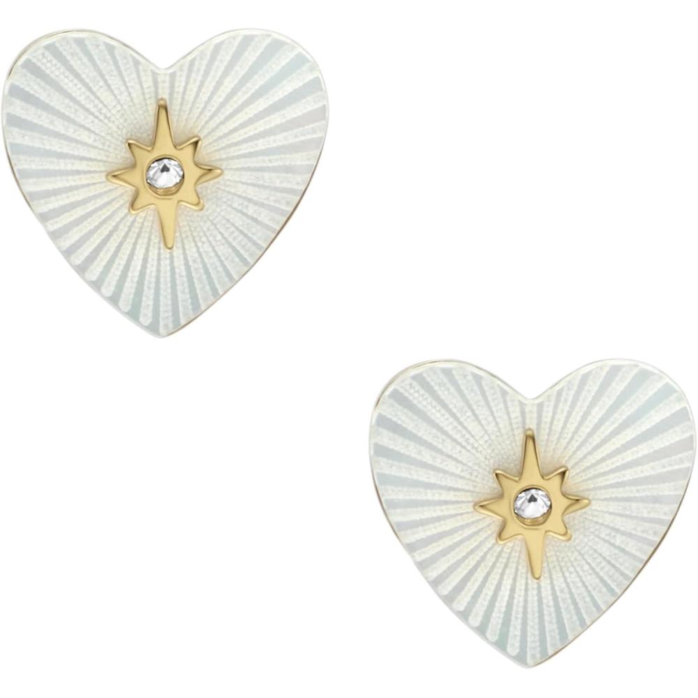 imageFossil Womens Sterling Silver or Stainless Steel Stud Earrings for WomenGold Mother of Pearl Heart