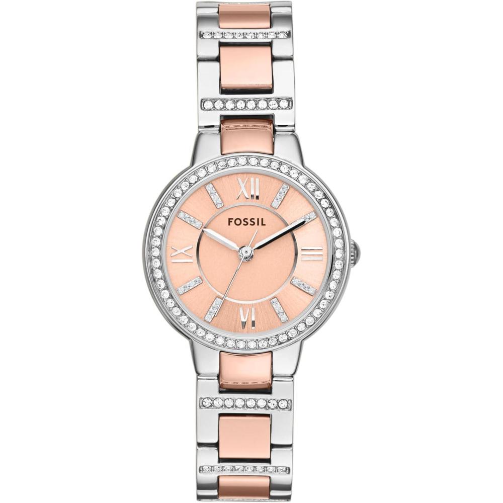 imageFossil Womens Virginia Quartz Stainless Steel ThreeHand WatchSilverPink