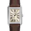 imageFossil Mens Carraway Quartz Stainless Steel ThreeHand WatchBrown LeatherSilver