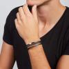 imageFossil Mens Casual Stainless Steel and Genuine Leather Bracelet for MenBlack Multi