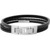 imageFossil Mens Casual Stainless Steel and Genuine Leather Bracelet for MenBlack Multi