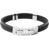imageFossil Mens Casual Stainless Steel and Genuine Leather Bracelet for MenBlackSilver Multi