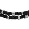 imageFossil Mens Casual Stainless Steel and Genuine Leather Bracelet for MenBlackSilver Multi Braided