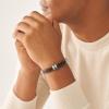 imageFossil Mens Casual Stainless Steel and Genuine Leather Bracelet for MenBrown BraidSilver