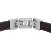 imageFossil Mens Casual Stainless Steel and Genuine Leather Bracelet for MenBrown BraidSilver