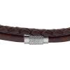 imageFossil Mens Casual Stainless Steel and Genuine Leather Bracelet for MenBrown Braided Multi w Silver Rondelle