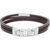 imageFossil Mens Casual Stainless Steel and Genuine Leather Bracelet for MenBrown Multi