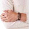 imageFossil Mens Casual Stainless Steel and Genuine Leather Bracelet for MenBrown Multi