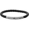 imageFossil Mens Casual Stainless Steel and Genuine Leather Bracelet for MenDark Brown