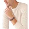 imageFossil Mens Casual Stainless Steel and Genuine Leather Bracelet for MenHeritage Brown