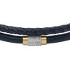 imageFossil Mens Casual Stainless Steel and Genuine Leather Bracelet for MenNavy Braided Multi w TwoTone Rondelle