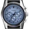 imageFossil Mens Coachman Quartz Stainless Steel and Leather Chronograph WatchSilver  Black
