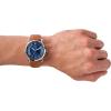 imageFossil Mens Copeland Quartz Stainless Steel and Leather ThreeHand WatchSilverBlue Dial  Brown