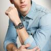 imageFossil Mens Crosby ThreeHand Date Stainless Steel WatchSilverBlack