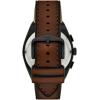 imageFossil Mens Everett Quartz Stainless Steel ThreeHand WatchBrown LeatherBlack Chrono