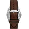 imageFossil Mens Everett Quartz Stainless Steel ThreeHand WatchBrown LeatherSilverCream