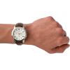 imageFossil Mens Grant Quartz Stainless Steel and Leather Chronograph WatchSilver  Brown