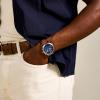 imageFossil Mens Grant Quartz Stainless Steel and Leather Chronograph WatchSilverBlue