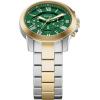 imageFossil Mens Grant Quartz Stainless Steel and Leather Chronograph WatchTwo ToneGreen