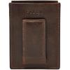 imageFossil Mens Ingram Leather Magnetic Card Case with Money Clip Wallet Brown Model ML3235200Derrick Dark Brown