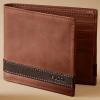 imageFossil Mens Leather Bifold Wallet with Flip ID Window for MenQuinn Brown