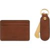 imageFossil Mens Leather Slim Minimalist Card Case Front Pocket WalletBrown Card Case  Keyfob Gift Set