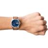 imageFossil Mens Machine Quartz Stainless Steel ThreeHand WatchBrown LeatherSilverBlue