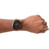imageFossil Mens Minimalist Quartz Stainless Steel and Leather ThreeHand WatchBlack  Brown