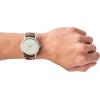 imageFossil Mens Minimalist Quartz Stainless Steel and Leather ThreeHand WatchBrown LeatherSilver