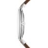 imageFossil Mens Minimalist Quartz Stainless Steel and Leather ThreeHand WatchBrown LeatherSilver