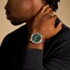 imageFossil Mens Minimalist Quartz Stainless Steel and Leather ThreeHand WatchBrown LeatherSilverGreen