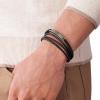 imageFossil Mens Plated Stainless Steel Engravable Personalized Gift ID Chain or Cuff Bracelet for MenBlackBrown  Gunmetal