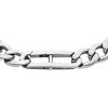 imageFossil Mens Plated Stainless Steel Engravable Personalized Gift ID Chain or Cuff Bracelet for MenHeritage Silver Chain