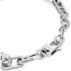 imageFossil Mens Plated Stainless Steel Engravable Personalized Gift ID Chain or Cuff Bracelet for MenSilver Knox Knurled Chain