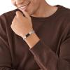 imageFossil Mens Plated Stainless Steel Engravable Personalized Gift ID Chain or Cuff Bracelet for MenSilverBlack