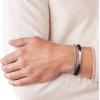 imageFossil Mens Plated Stainless Steel Engravable Personalized Gift ID Chain or Cuff Bracelet for MenSilverBlack Leather