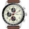 imageFossil Mens Sport Tourer Quartz Stainless Steel Chronograph WatchBrown LeatherSilverCream