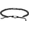 imageFossil Mens Stainless Steel and Genuine Leather andor Beaded Bracelet for MenBlack Lava