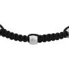 imageFossil Mens Stainless Steel and Genuine Leather andor Beaded Bracelet for MenHarlow Linear Texture Bead wBlack Nylon